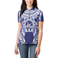 Personalised Tonga Queen Salote College Women Polo Shirt Centenary Navy Version LT05 - Polynesian Pride
