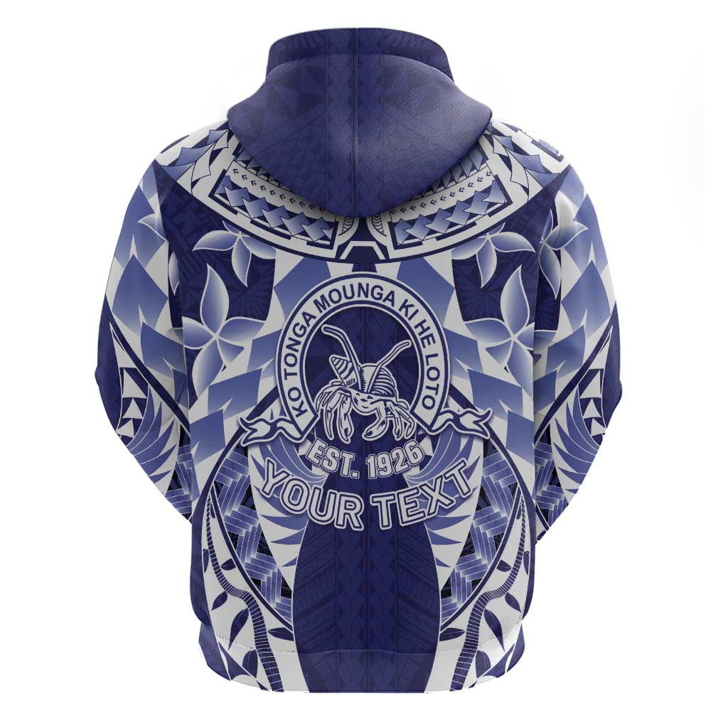 Personalised Tonga Queen Salote College Zip Hoodie Centenary Navy Version LT05 - Polynesian Pride