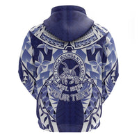 Personalised Tonga Queen Salote College Zip Hoodie Centenary Navy Version LT05 - Polynesian Pride