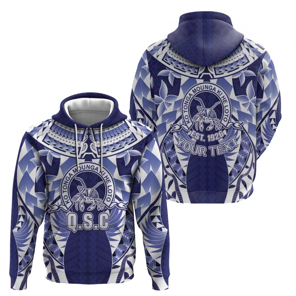 Personalised Tonga Queen Salote College Zip Hoodie Centenary Navy Version LT05 - Polynesian Pride