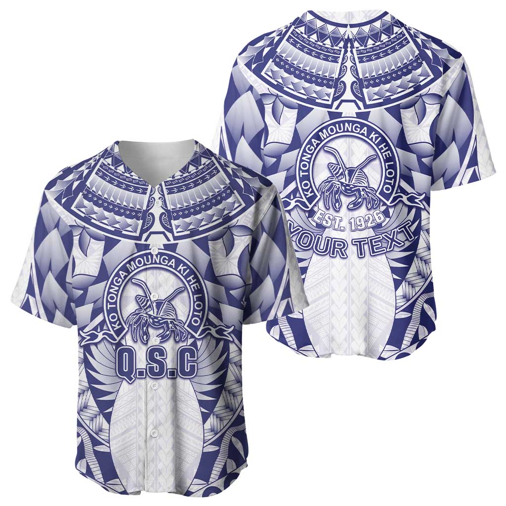 Personalised Tonga Queen Salote College Baseball Jersey Centenary White Version LT05 - Polynesian Pride