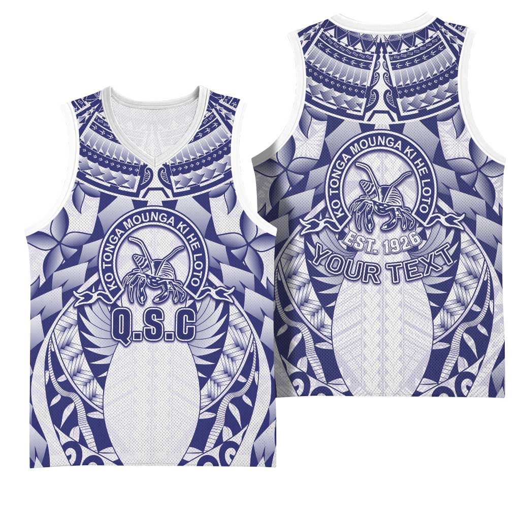 Personalised Tonga Queen Salote College Basketball Jersey Centenary White Version LT05 - Polynesian Pride