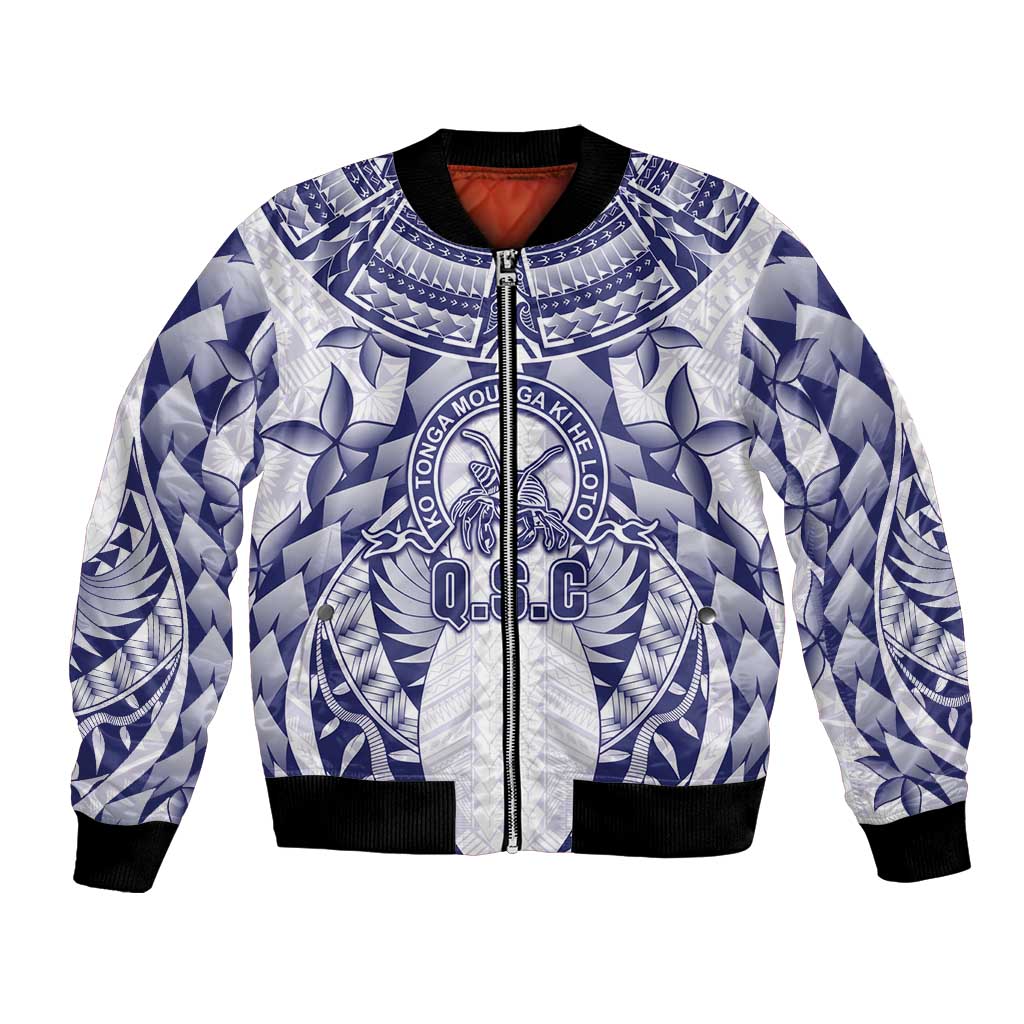 Personalised Tonga Queen Salote College Bomber Jacket Centenary White Version LT05 Unisex White - Polynesian Pride