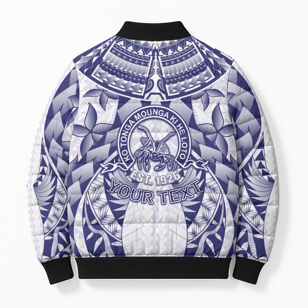 Personalised Tonga Queen Salote College Bomber Puffer Jacket Centenary White Version LT05 - Polynesian Pride