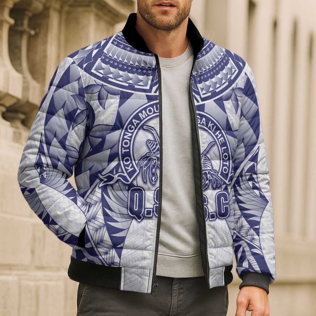 Personalised Tonga Queen Salote College Bomber Puffer Jacket Centenary White Version LT05 - Polynesian Pride