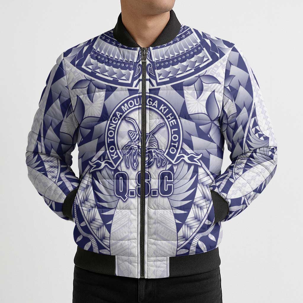 Personalised Tonga Queen Salote College Bomber Puffer Jacket Centenary White Version LT05 - Polynesian Pride