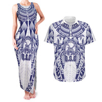 Personalised Tonga Queen Salote College Couples Matching Tank Maxi Dress and Hawaiian Shirt Centenary White Version LT05 White - Polynesian Pride