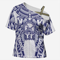 Personalised Tonga Queen Salote College Cross Shoulder Shirt Centenary White Version LT05 Female White - Polynesian Pride