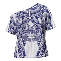 Personalised Tonga Queen Salote College Cross Shoulder Shirt Centenary White Version LT05 - Polynesian Pride