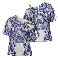 Personalised Tonga Queen Salote College Cross Shoulder Shirt Centenary White Version LT05 - Polynesian Pride