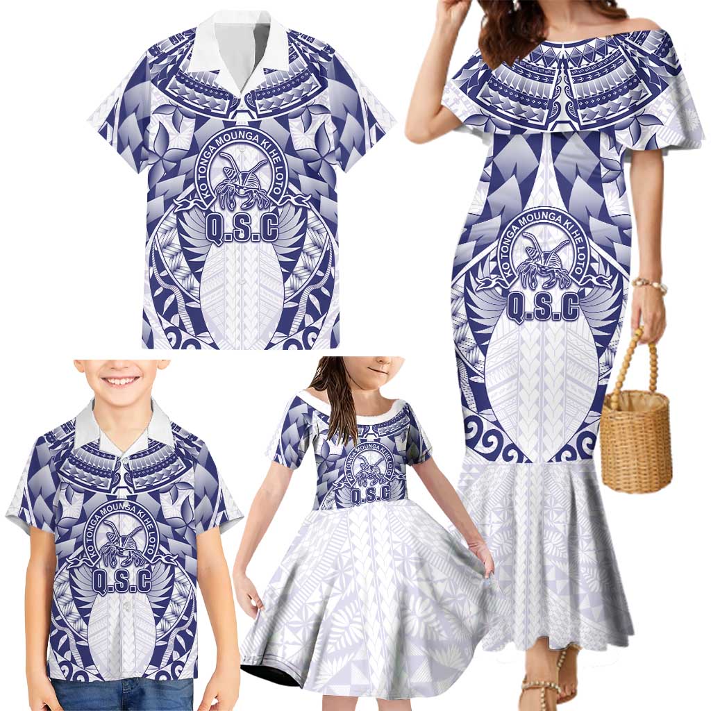 Personalised Tonga Queen Salote College Family Matching Mermaid Dress and Hawaiian Shirt Centenary White Version LT05 - Polynesian Pride