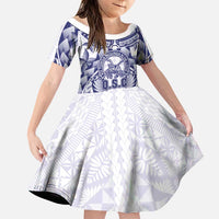 Personalised Tonga Queen Salote College Family Matching Puletasi and Hawaiian Shirt Centenary White Version LT05 Daughter's Dress White - Polynesian Pride
