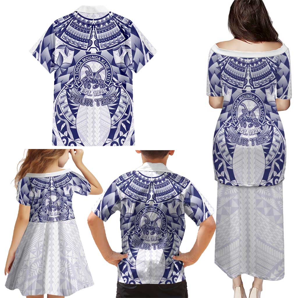 Personalised Tonga Queen Salote College Family Matching Puletasi and Hawaiian Shirt Centenary White Version LT05 - Polynesian Pride