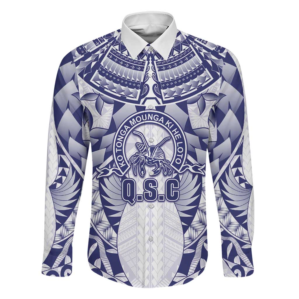 Personalised Tonga Queen Salote College Family Matching Puletasi and Hawaiian Shirt Centenary White Version LT05 Dad's Shirt - Long Sleeve White - Polynesian Pride