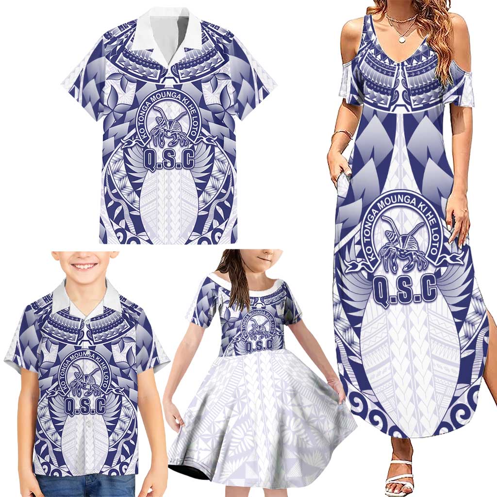 Personalised Tonga Queen Salote College Family Matching Summer Maxi Dress and Hawaiian Shirt Centenary White Version LT05 - Polynesian Pride