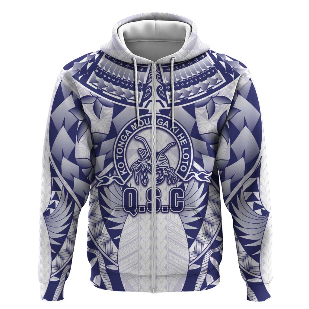 Personalised Tonga Queen Salote College Hoodie Centenary White Version LT05 Zip Hoodie White - Polynesian Pride