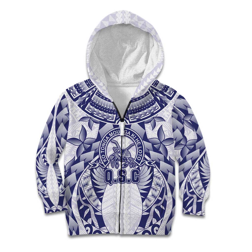 Personalised Tonga Queen Salote College Kid Hoodie Centenary White Version LT05 Zip Hoodie White - Polynesian Pride