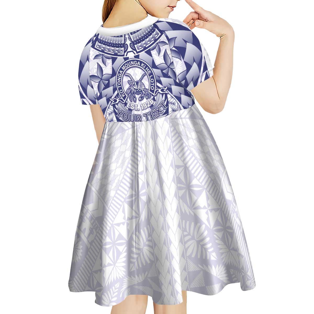 Personalised Tonga Queen Salote College Kid Short Sleeve Dress Centenary White Version LT05 - Polynesian Pride