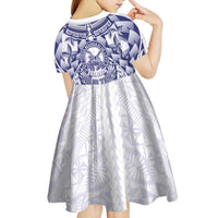 Personalised Tonga Queen Salote College Kid Short Sleeve Dress Centenary White Version LT05 - Polynesian Pride