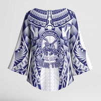 Personalised Tonga Queen Salote College Kimono Sleeve Blouse Centenary White Version LT05 - Polynesian Pride