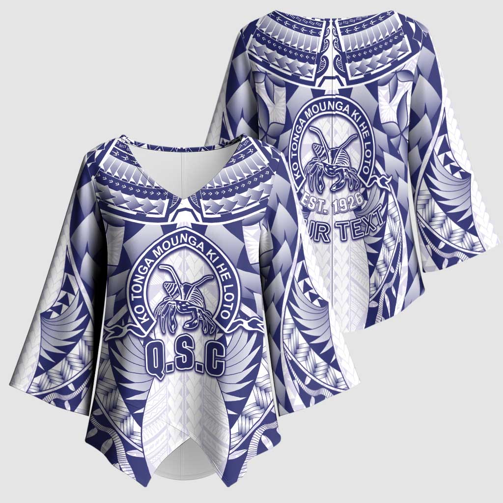 Personalised Tonga Queen Salote College Kimono Sleeve Blouse Centenary White Version LT05 - Polynesian Pride