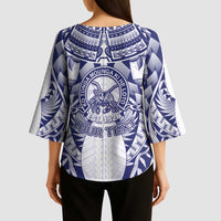 Personalised Tonga Queen Salote College Kimono Sleeve Blouse Centenary White Version LT05 - Polynesian Pride