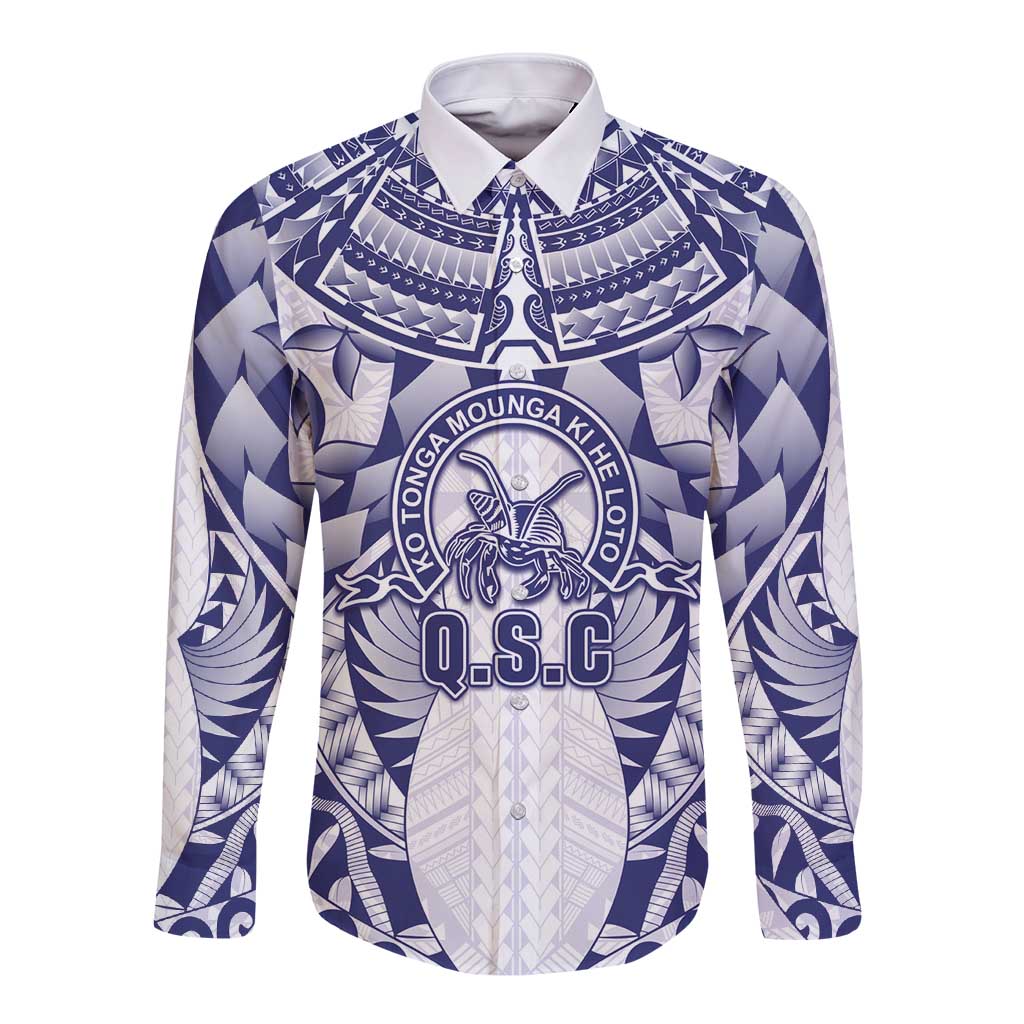Personalised Tonga Queen Salote College Long Sleeve Button Shirt Centenary White Version LT05 Unisex White - Polynesian Pride