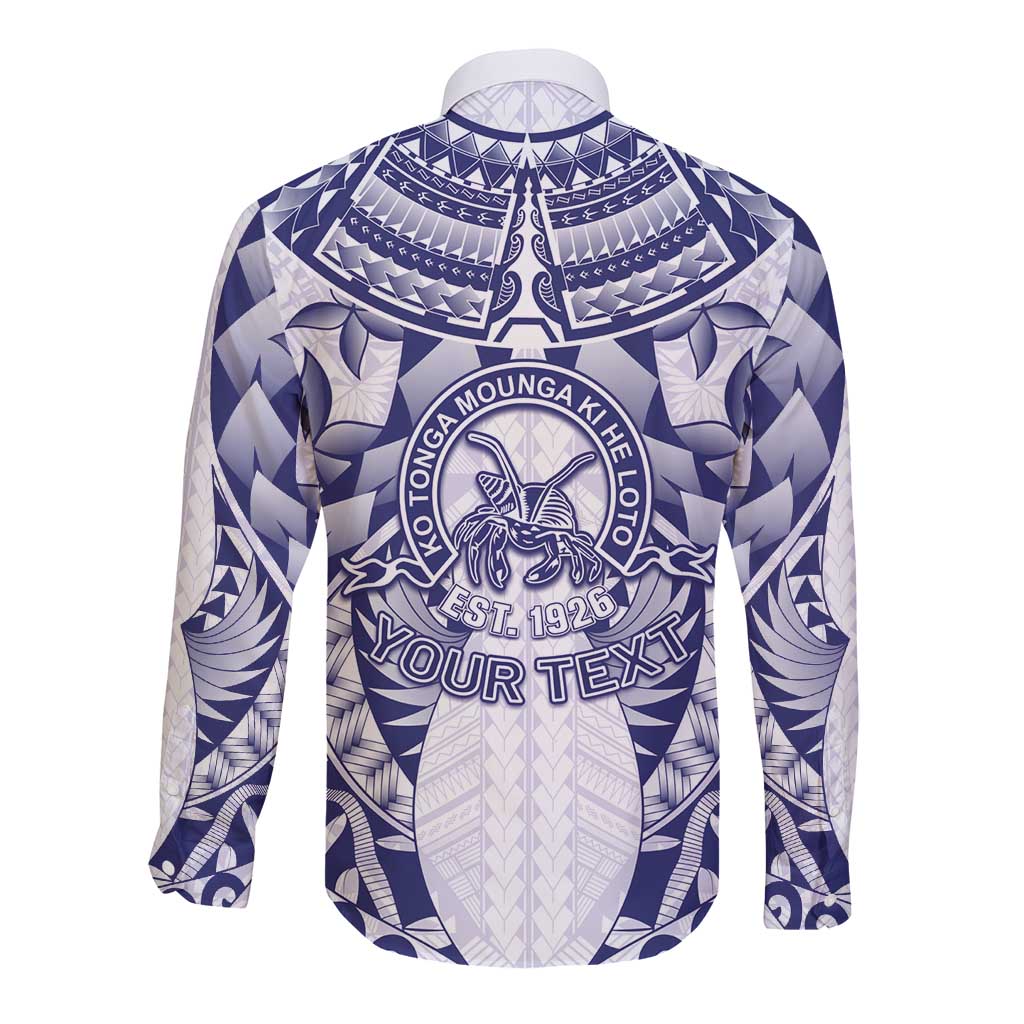 Personalised Tonga Queen Salote College Long Sleeve Button Shirt Centenary White Version LT05 - Polynesian Pride