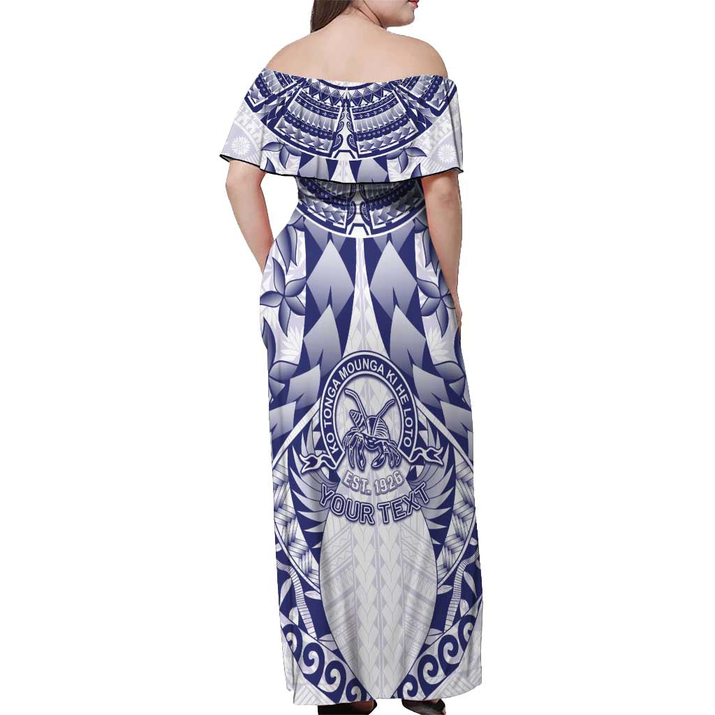 Personalised Tonga Queen Salote College Off Shoulder Maxi Dress Centenary White Version LT05 - Polynesian Pride