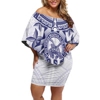 Personalised Tonga Queen Salote College Off Shoulder Short Dress Centenary White Version LT05 Women White - Polynesian Pride