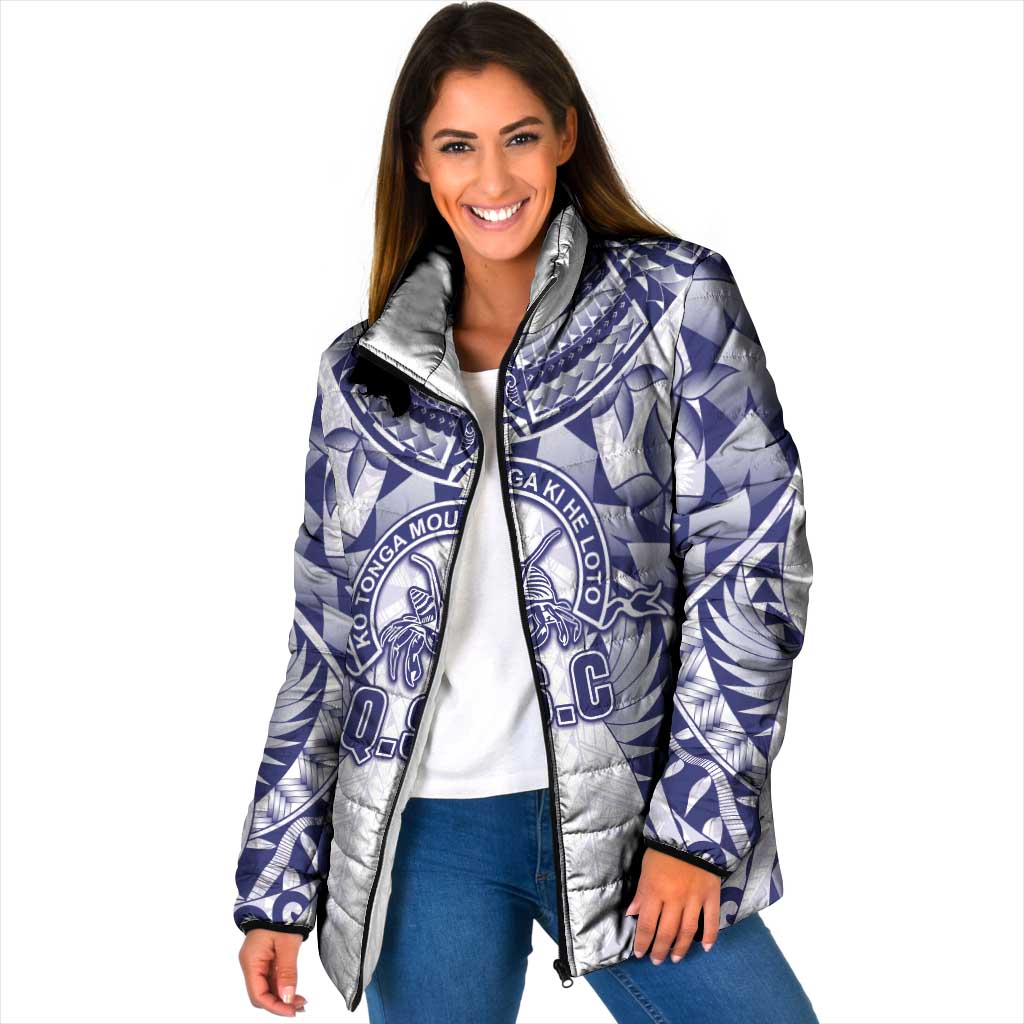 Personalised Tonga Queen Salote College Padded Jacket Centenary White Version LT05 Women White - Polynesian Pride