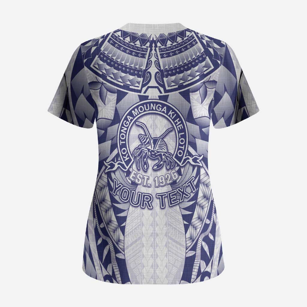 Personalised Tonga Queen Salote College Scrub Top Centenary White Version LT05 - Polynesian Pride