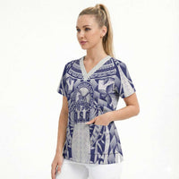 Personalised Tonga Queen Salote College Scrub Top Centenary White Version LT05 - Polynesian Pride