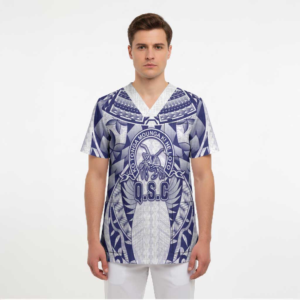 Personalised Tonga Queen Salote College Scrub Top Centenary White Version LT05 - Polynesian Pride