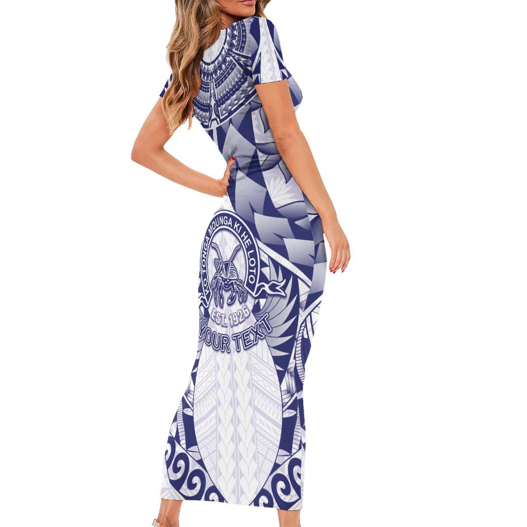 Personalised Tonga Queen Salote College Short Sleeve Bodycon Dress Centenary White Version LT05 - Polynesian Pride