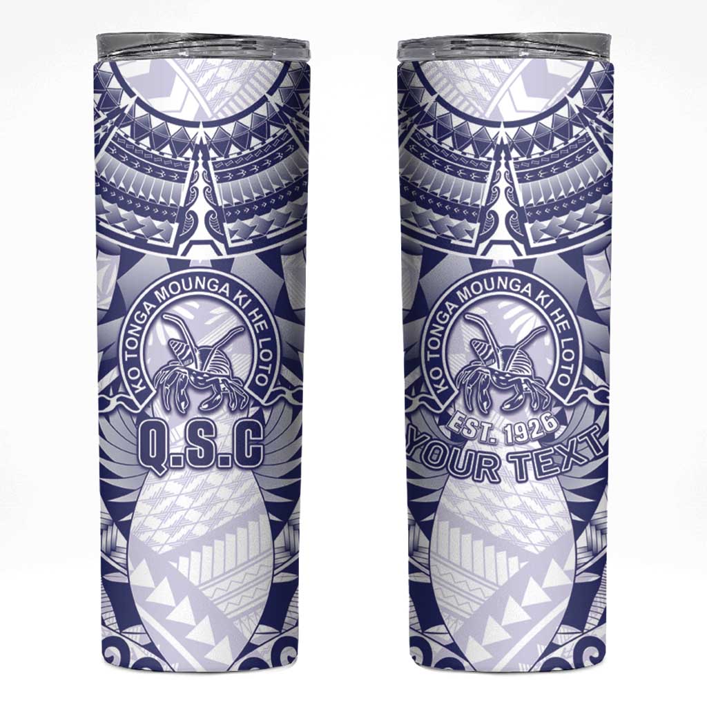 Personalised Tonga Queen Salote College Skinny Tumbler Centenary White Version LT05 White - Polynesian Pride
