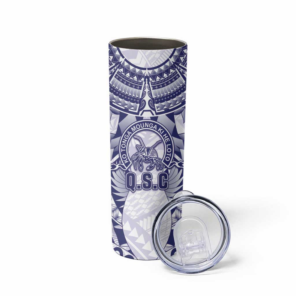 Personalised Tonga Queen Salote College Skinny Tumbler Centenary White Version LT05 - Polynesian Pride