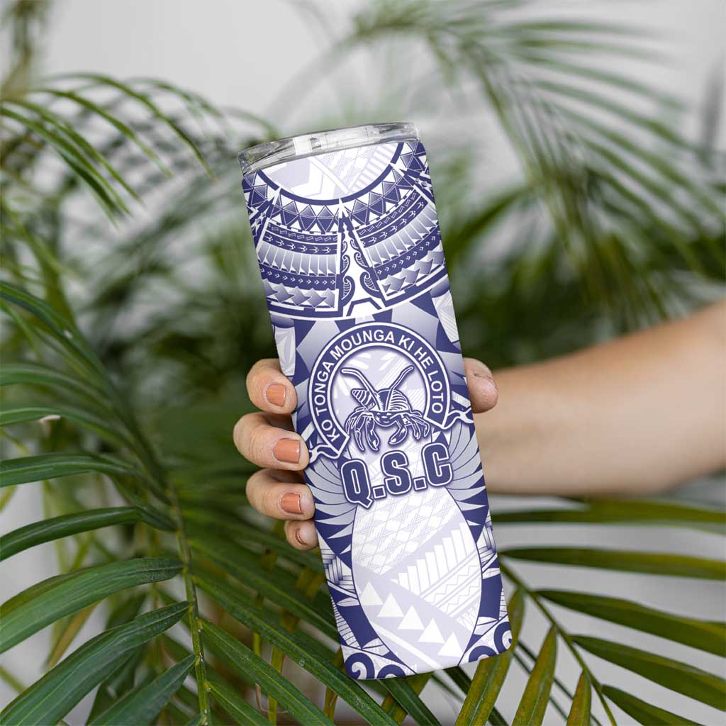 Personalised Tonga Queen Salote College Skinny Tumbler Centenary White Version LT05 - Polynesian Pride