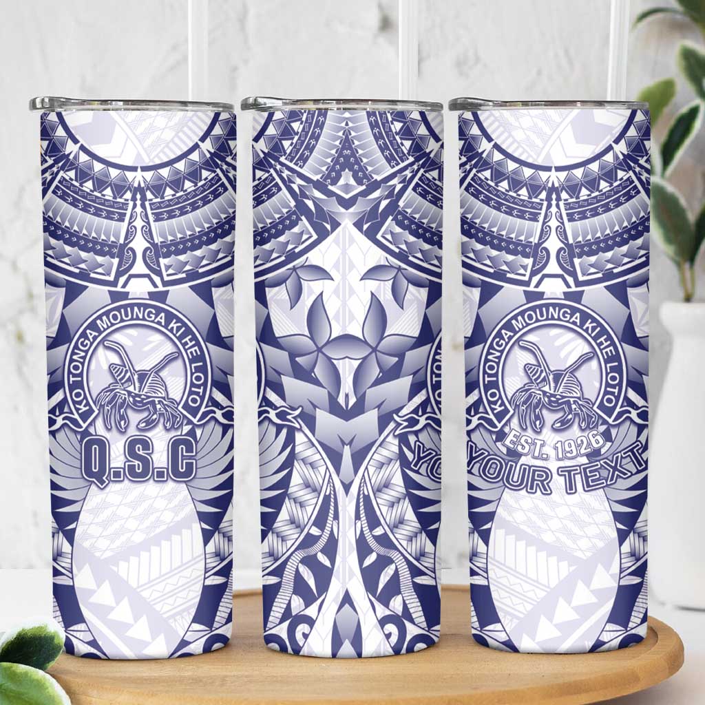 Personalised Tonga Queen Salote College Skinny Tumbler Centenary White Version LT05 - Polynesian Pride