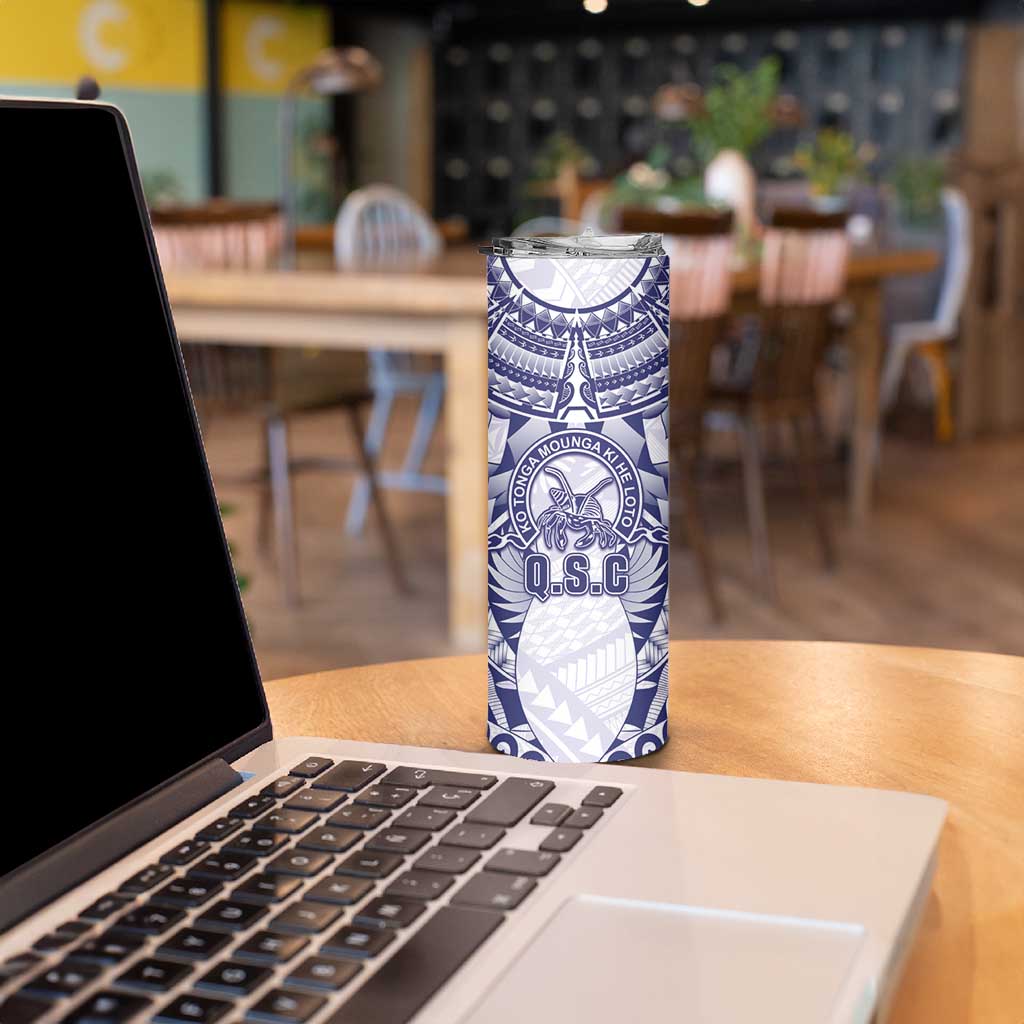 Personalised Tonga Queen Salote College Skinny Tumbler Centenary White Version LT05 - Polynesian Pride