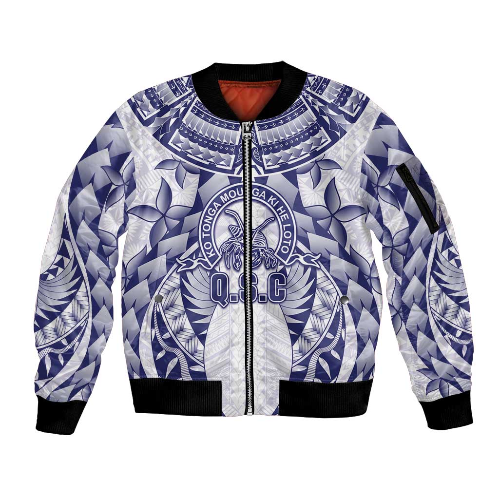 Personalised Tonga Queen Salote College Sleeve Zip Bomber Jacket Centenary White Version