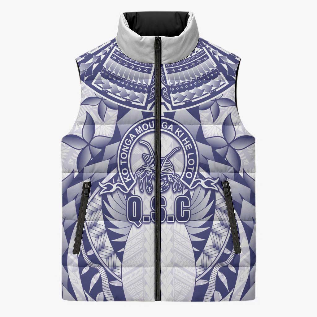 Personalised Tonga Queen Salote College Sleeveless Puffer Jacket Centenary White Version LT05 Unisex White - Polynesian Pride