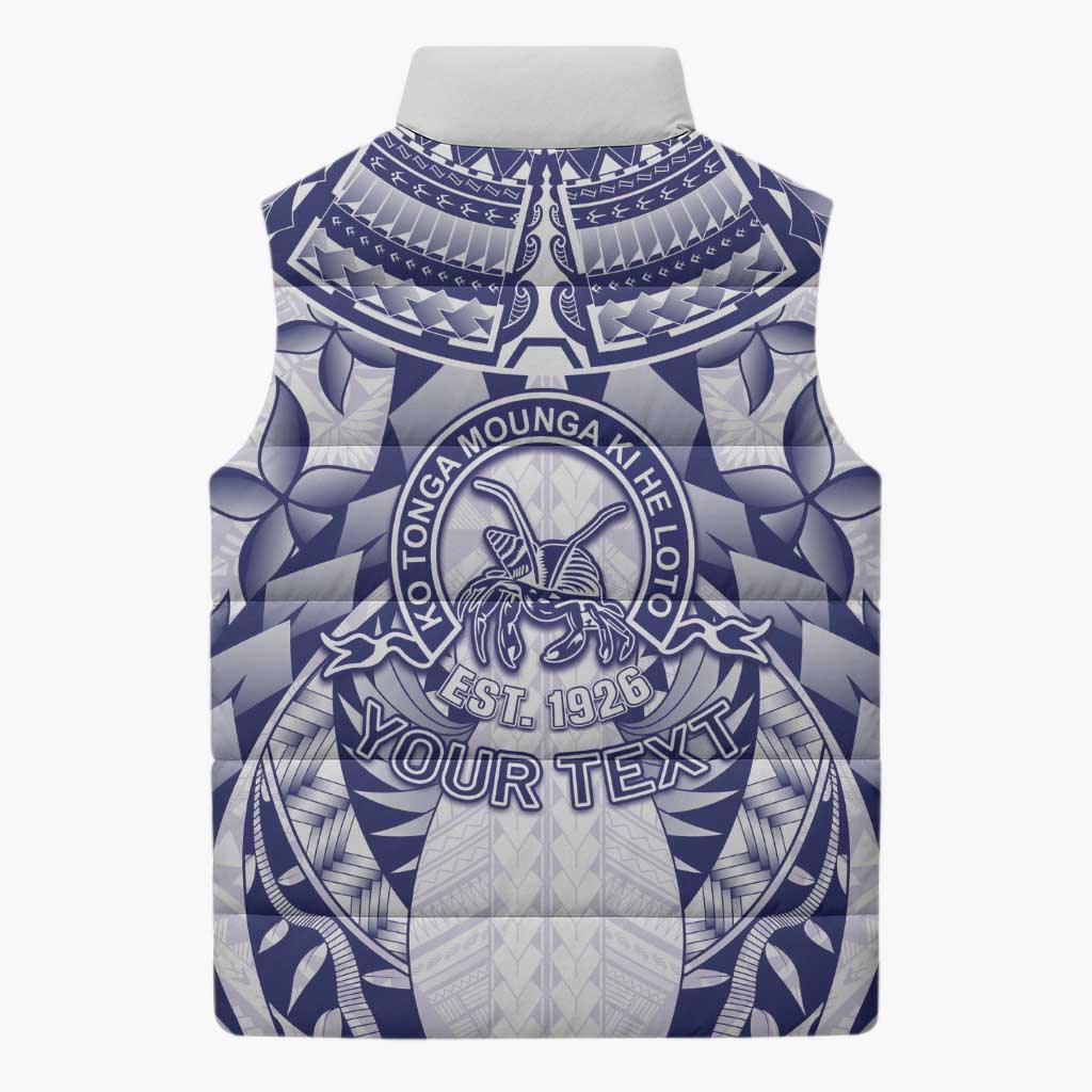 Personalised Tonga Queen Salote College Sleeveless Puffer Jacket Centenary White Version LT05 - Polynesian Pride