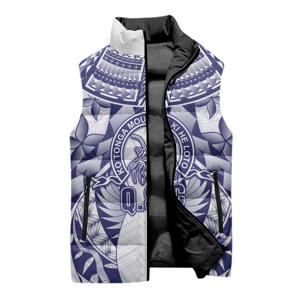Personalised Tonga Queen Salote College Sleeveless Puffer Jacket Centenary White Version LT05 - Polynesian Pride