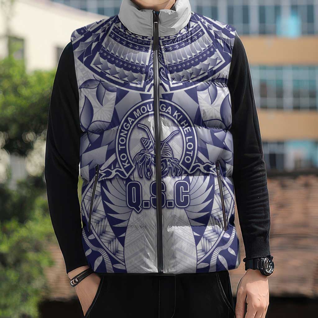 Personalised Tonga Queen Salote College Sleeveless Puffer Jacket Centenary White Version LT05 - Polynesian Pride