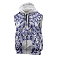 Personalised Tonga Queen Salote College Sleeveless Zip Hoodie Centenary White Version LT05 White - Polynesian Pride