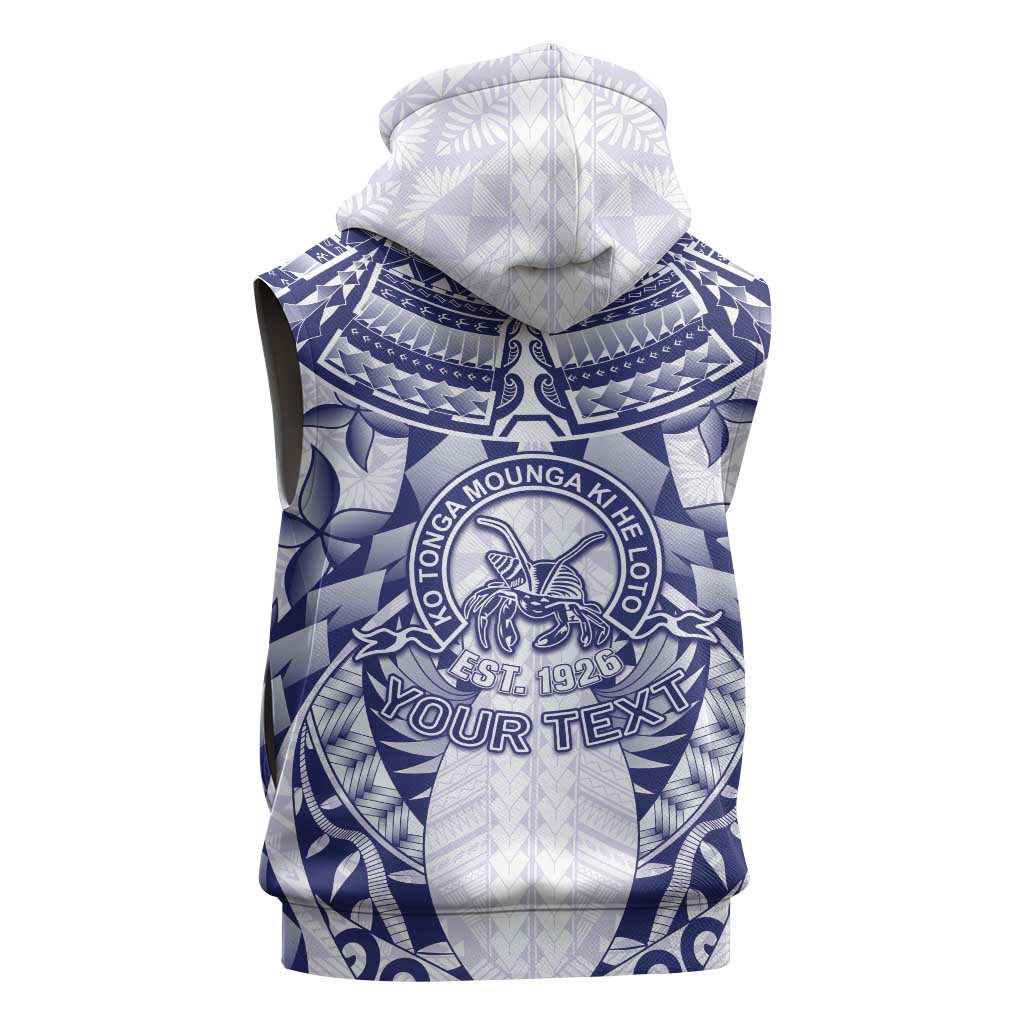 Personalised Tonga Queen Salote College Sleeveless Zip Hoodie Centenary White Version LT05 - Polynesian Pride