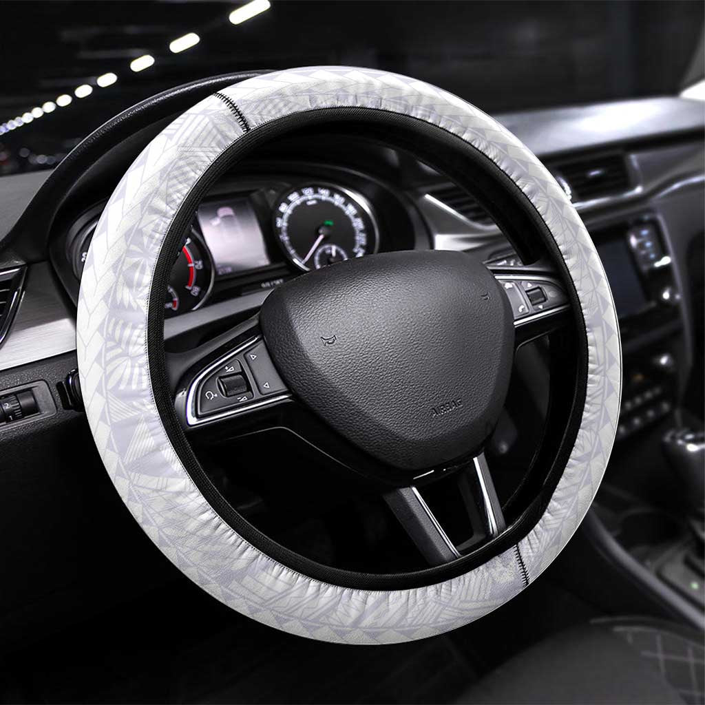 Tonga Queen Salote College Steering Wheel Cover Centenary White Version LT05 Universal Fit White - Polynesian Pride