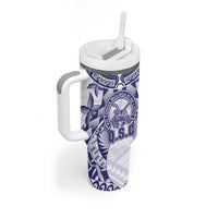 Personalised Tonga Queen Salote College Tumbler With Handle Centenary White Version LT05 - Polynesian Pride