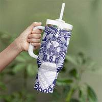 Personalised Tonga Queen Salote College Tumbler With Handle Centenary White Version LT05 - Polynesian Pride